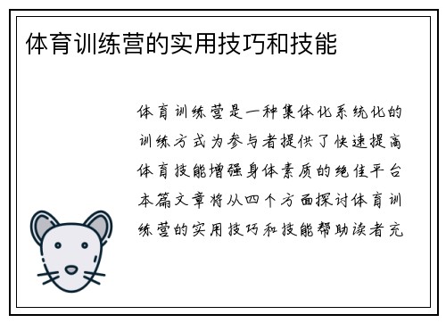 体育训练营的实用技巧和技能