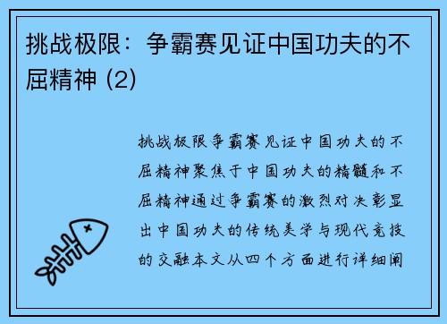 挑战极限：争霸赛见证中国功夫的不屈精神 (2)